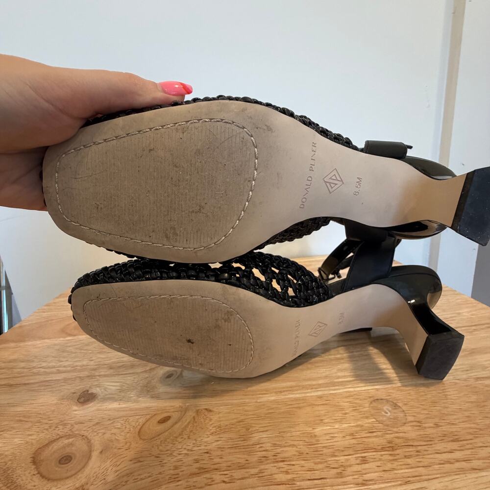 Donald Pliner Nappa Sandal Black 8.5 Formal Wedding Guest Summer Fall - Picture 5 of 9